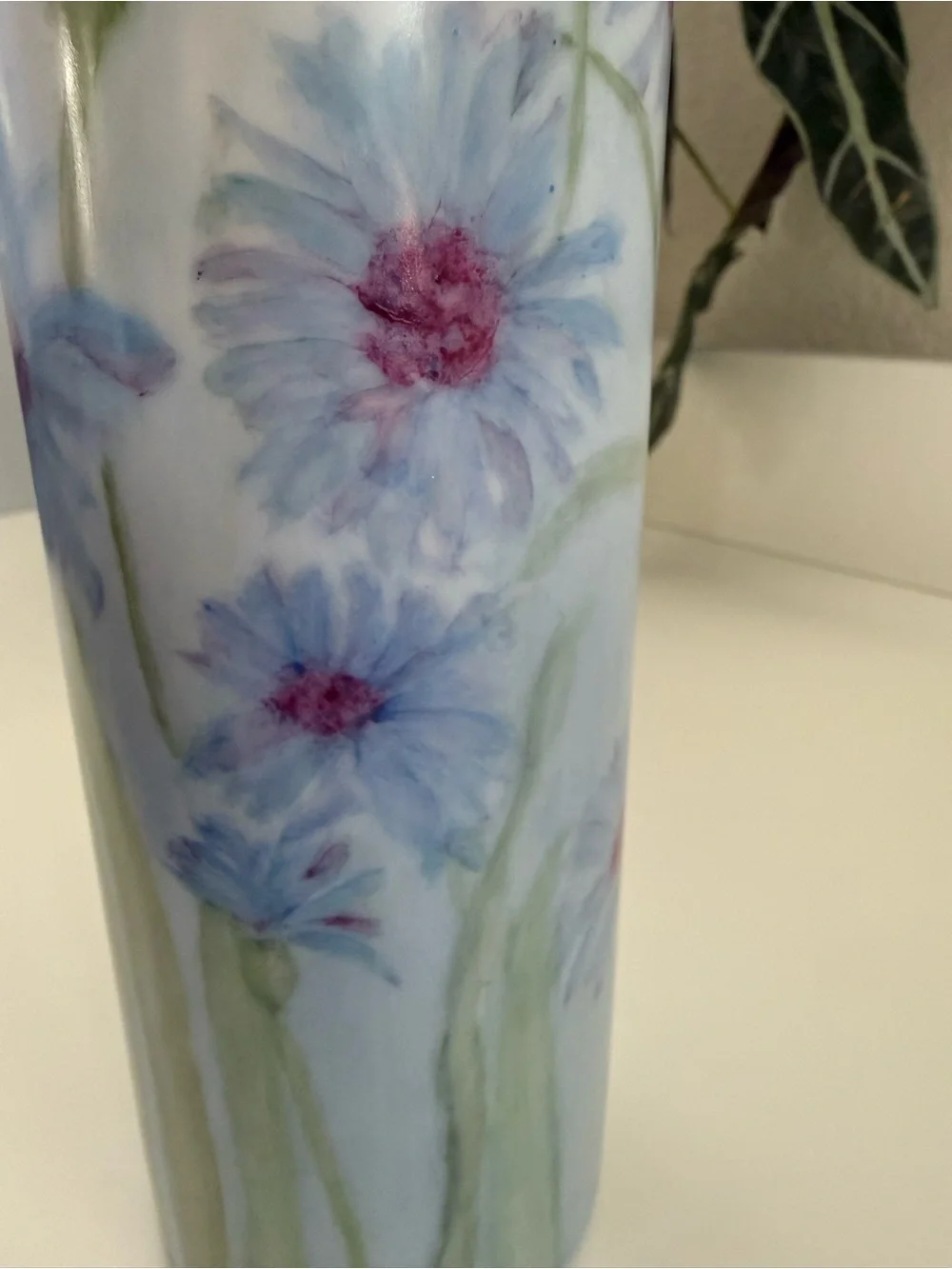 Antique Irma Sorgenfrei on Heinrich&Co Porcelain Hand painted Cornflowers Vase